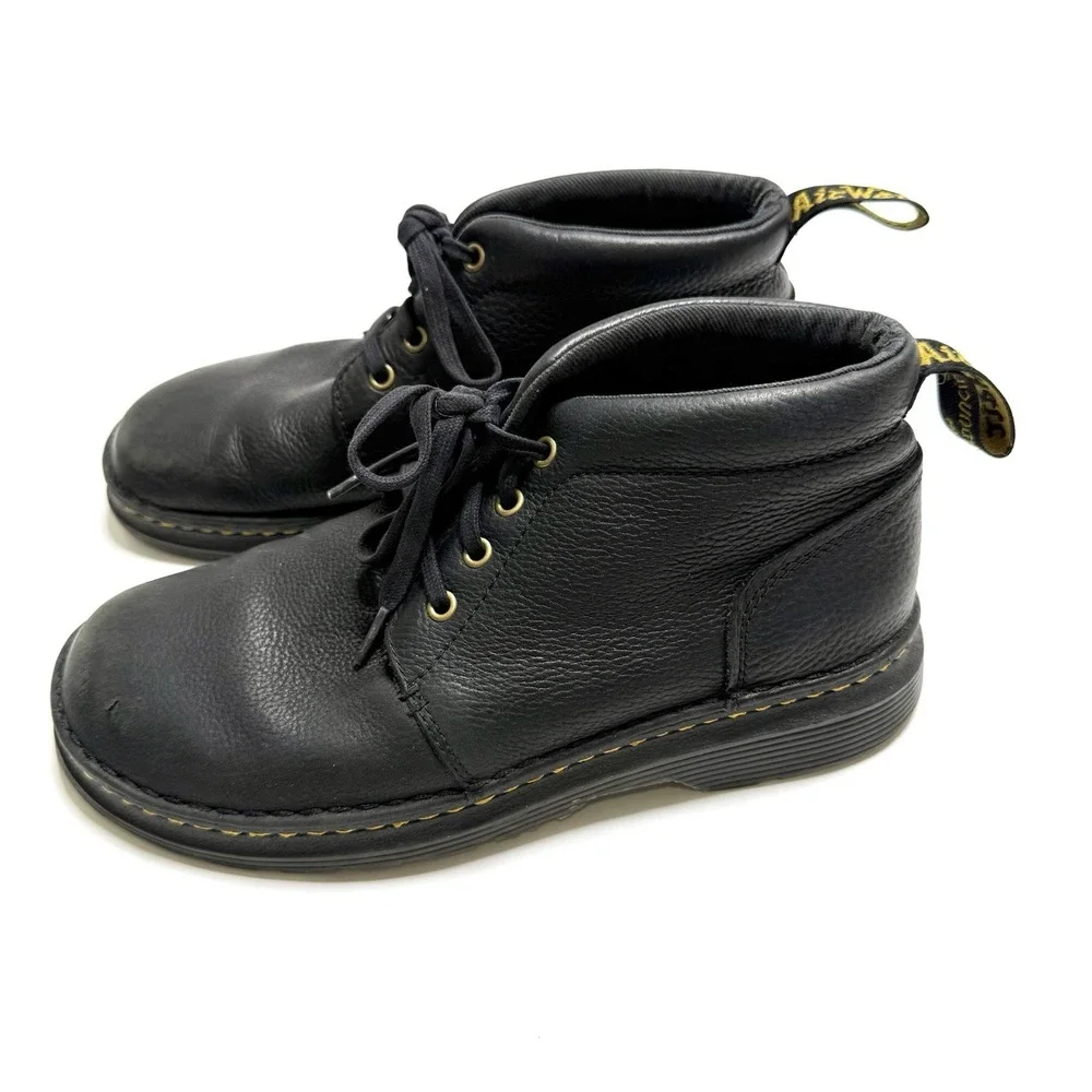 Dr Martens Mens Lea Grizzly Chukka Boots Shoes Black Pebbled Leather Doc Size 9
